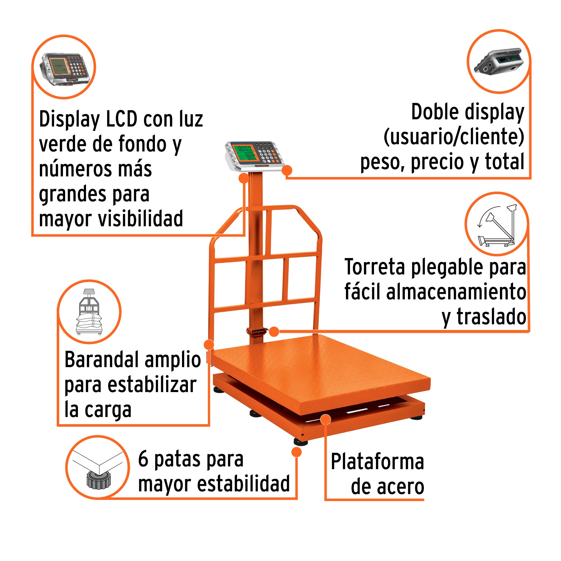 Báscula plegable de plataforma capacidad 500 Kg.
