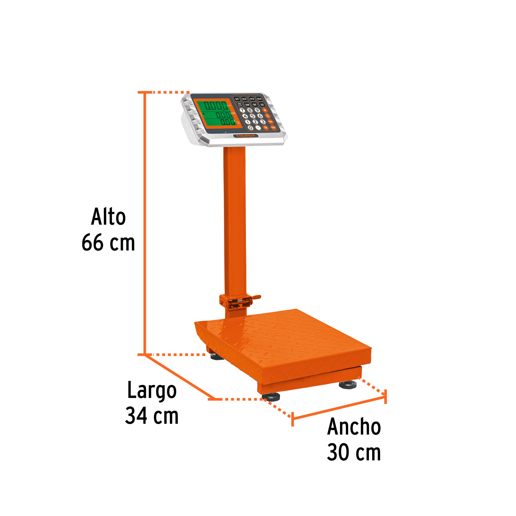 Báscula electrónica de plataforma p/mostrador, 80 kg, Truper