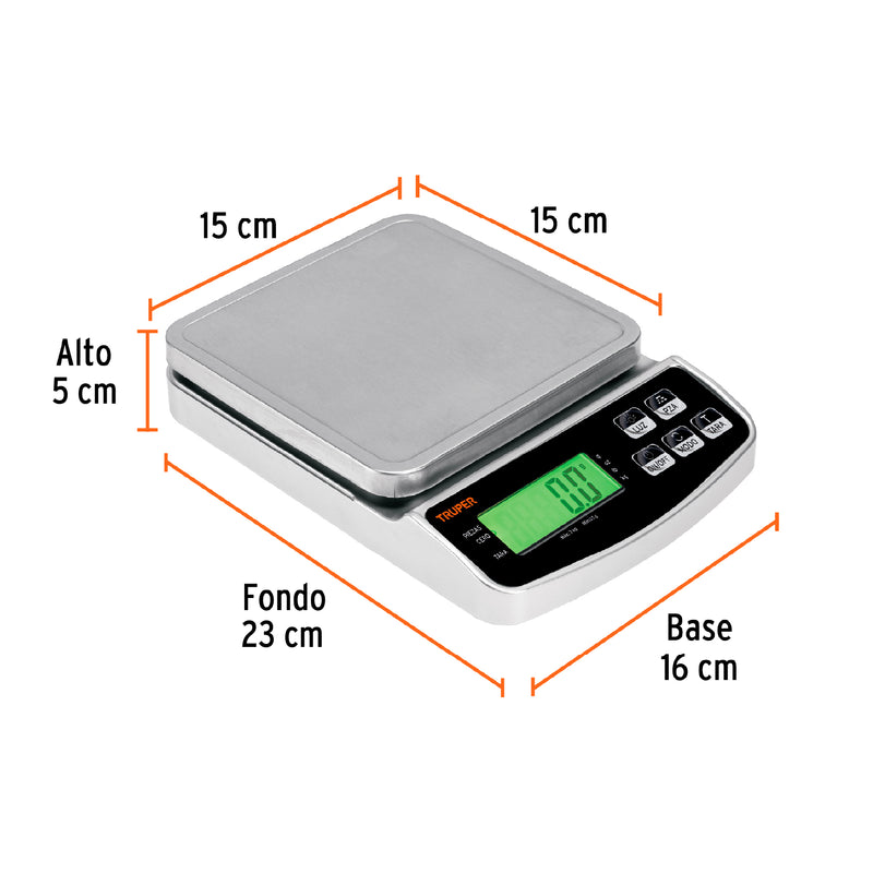 Báscula digital de precisión, 3kg, Truper