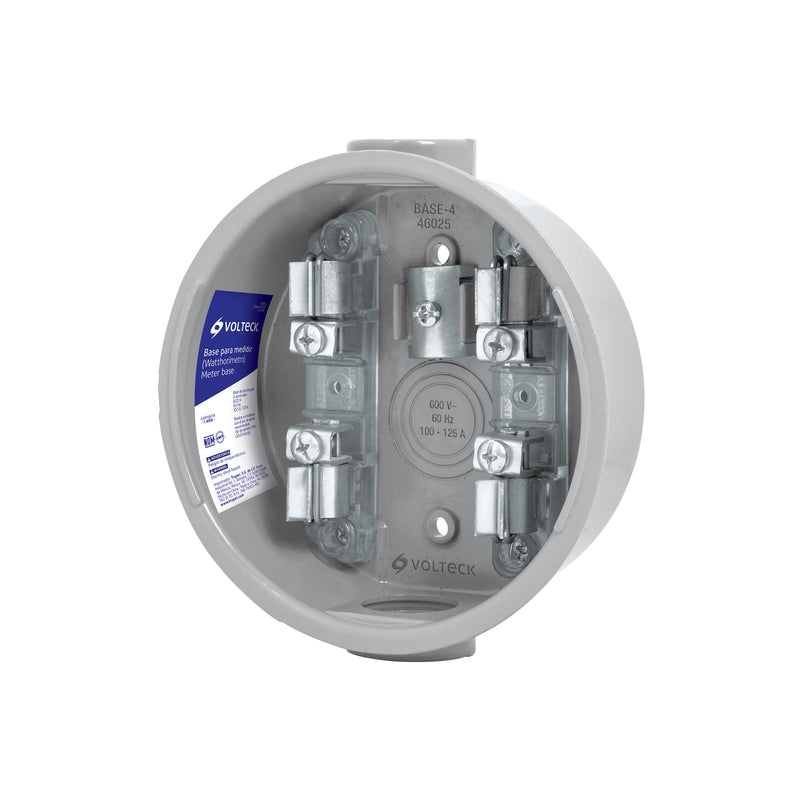Base para watthorimetro, 4 terminales, Volteck
