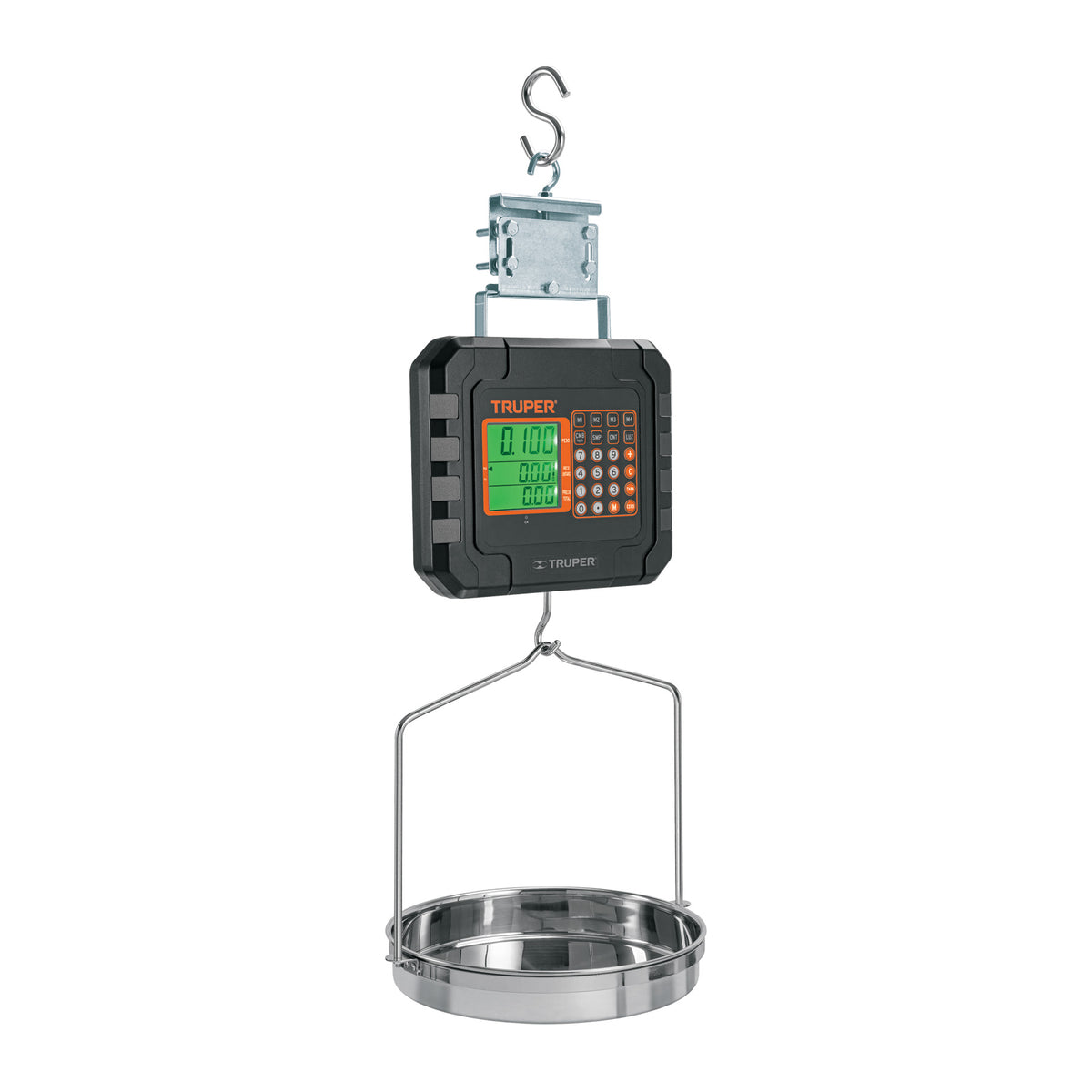 Báscula electrónica colgante, recargable, c/charola, 40 kg