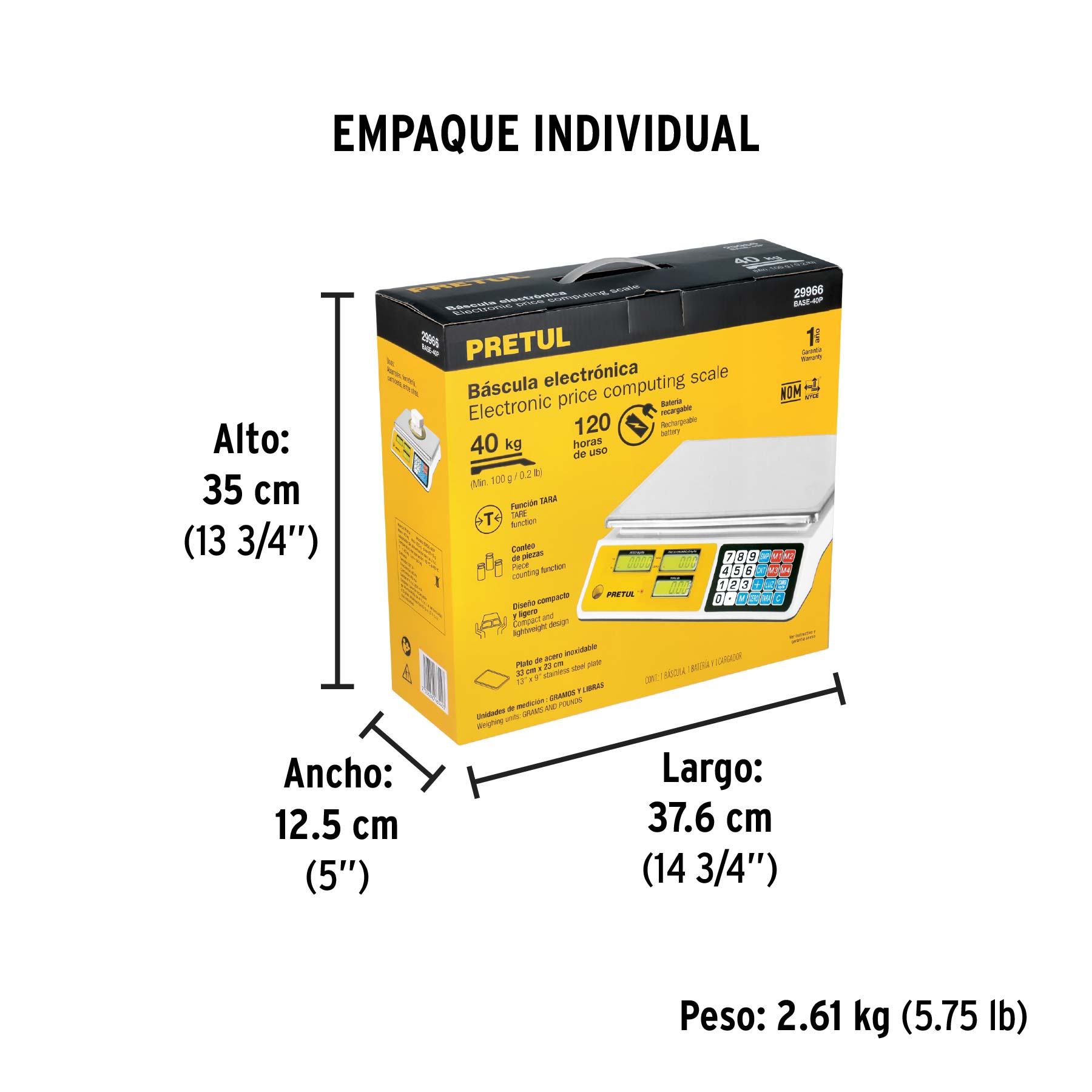 Báscula Pretul electrónica multifunciones capacidad 40 kg
