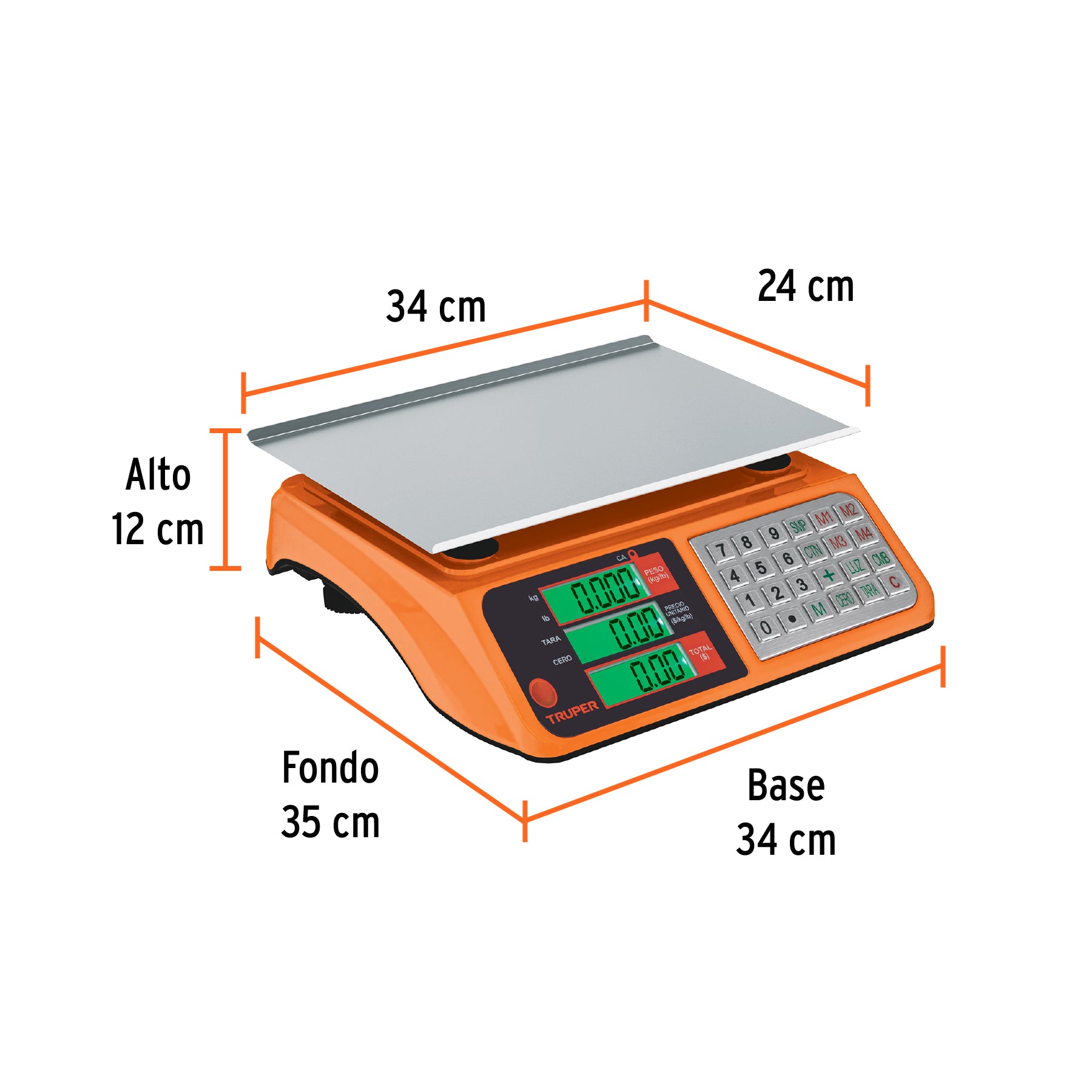 Báscula electrónica multifunciones 40 kg USB, Truper