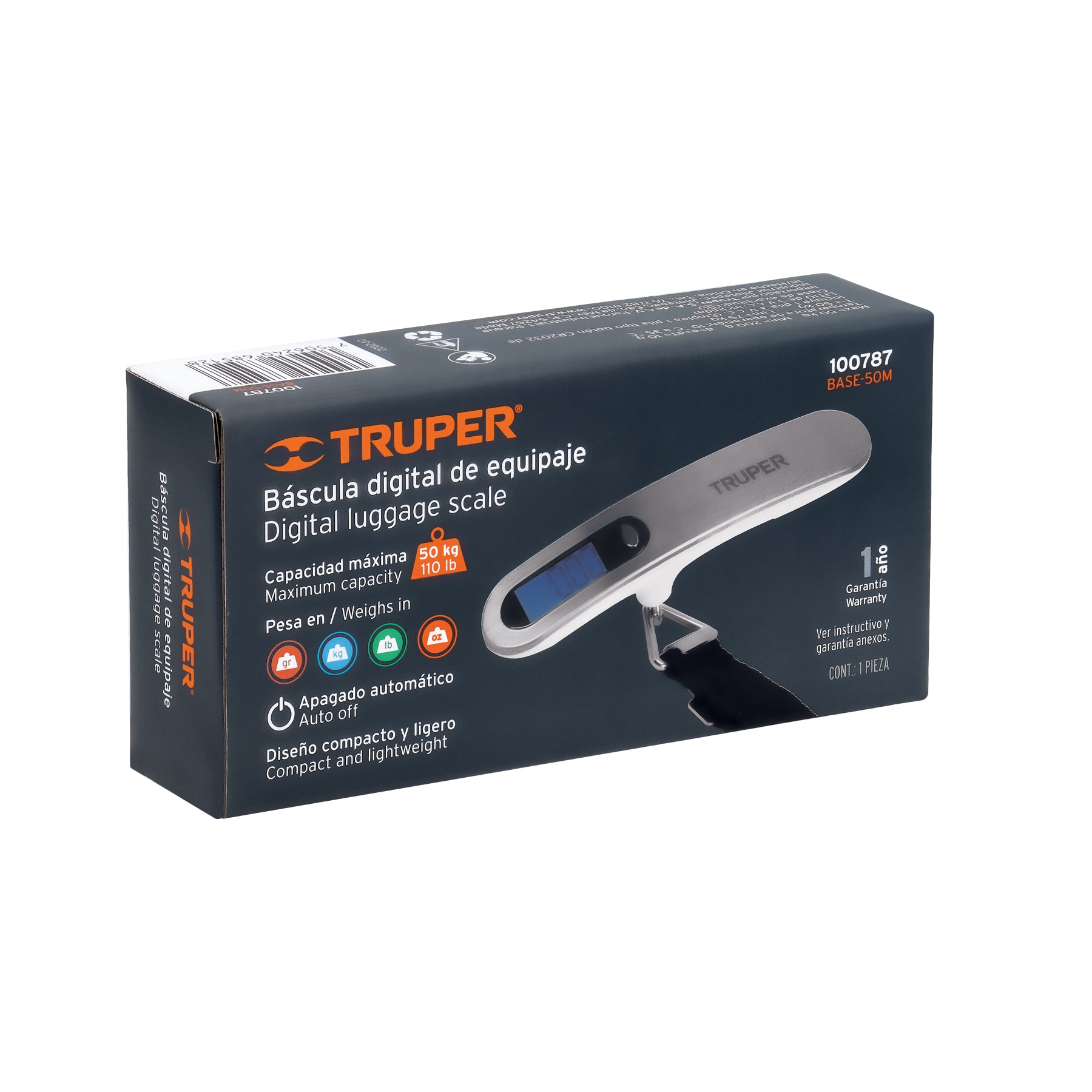Báscula capacidad 50 kg electrónica para maleta, Truper