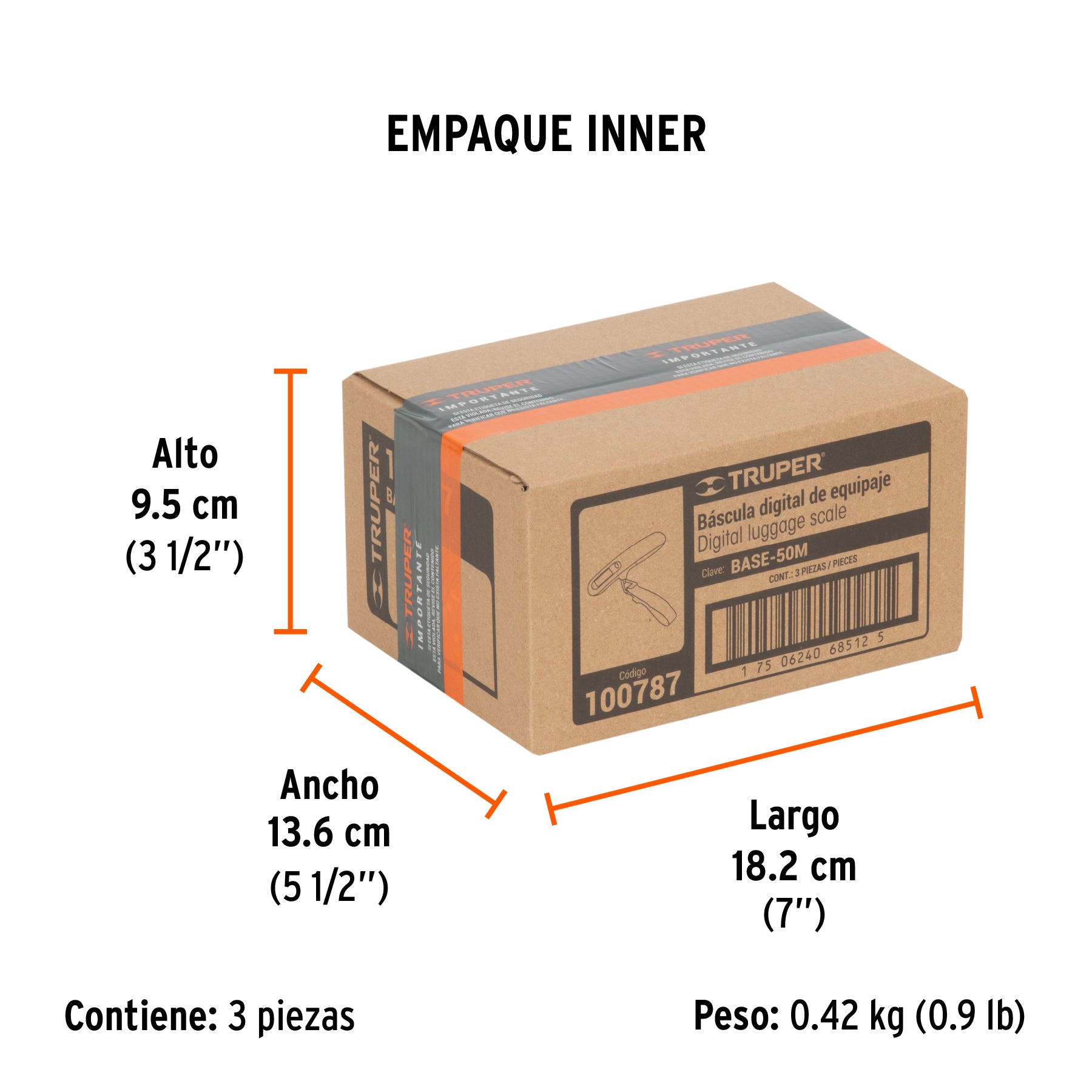 Báscula capacidad 50 kg electrónica para maleta, Truper