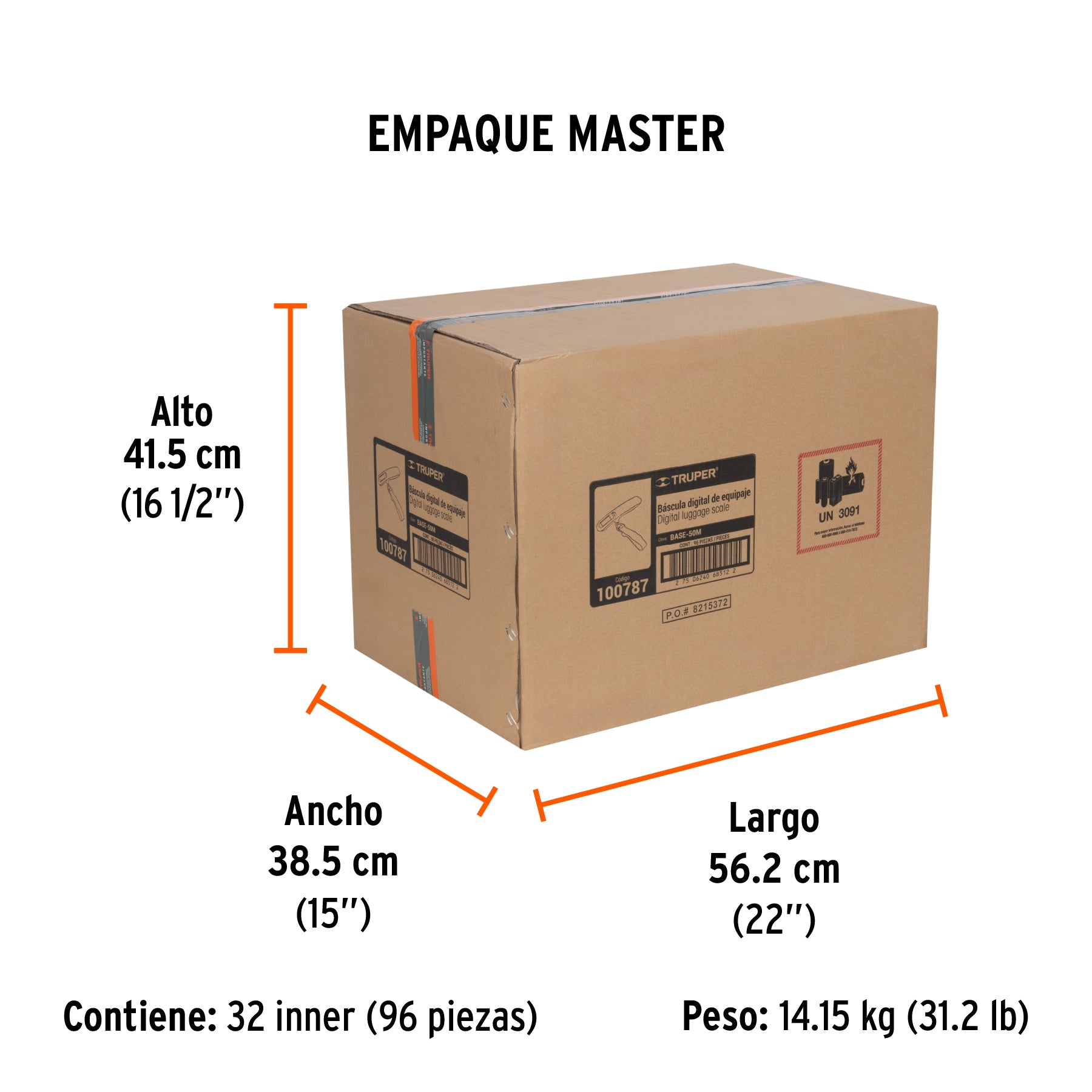 Báscula capacidad 50 kg electrónica para maleta, Truper