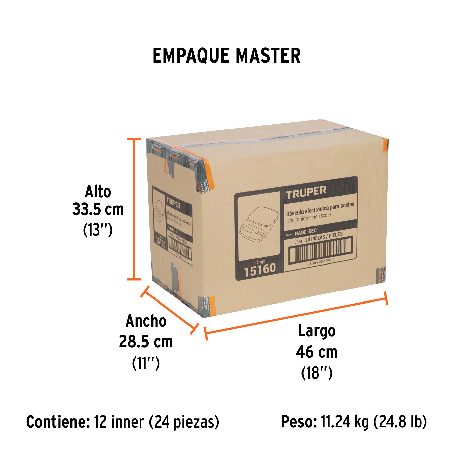 Báscula digital base de vidrio para cocina, capacidad 5kg