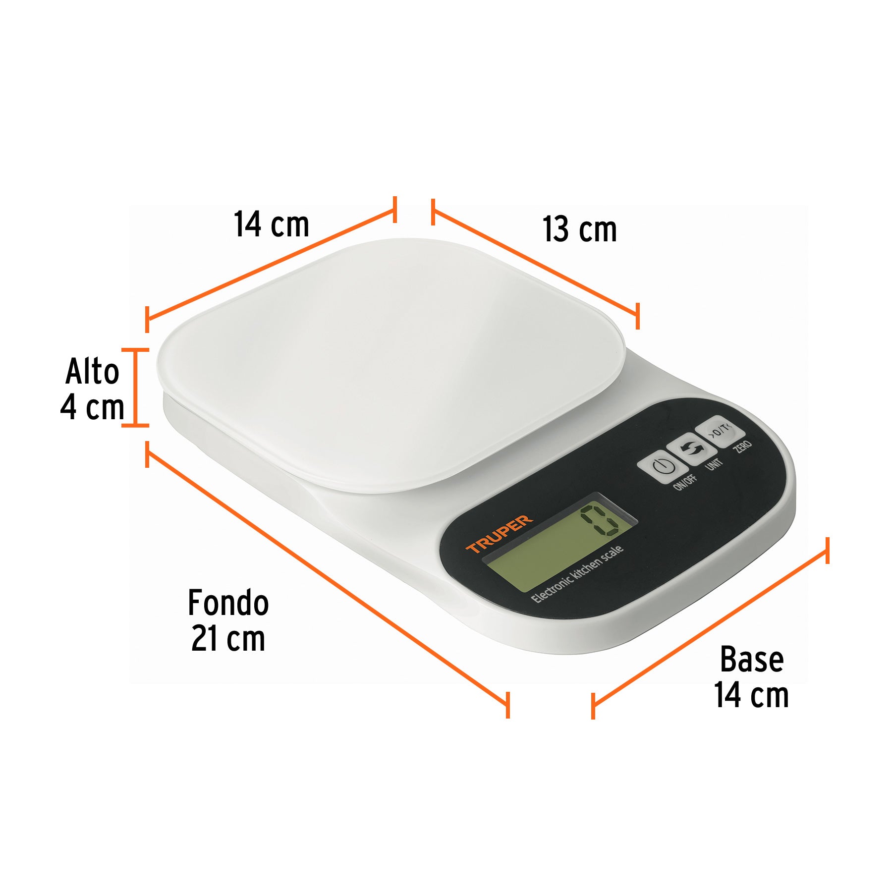 Báscula digital base de vidrio para cocina, capacidad 5kg