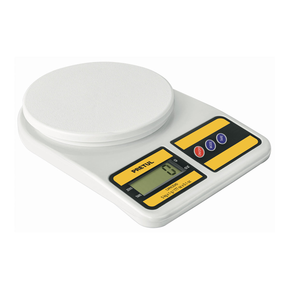 Báscula digital para cocina, plato de poliprop, 5 kg, Pretul