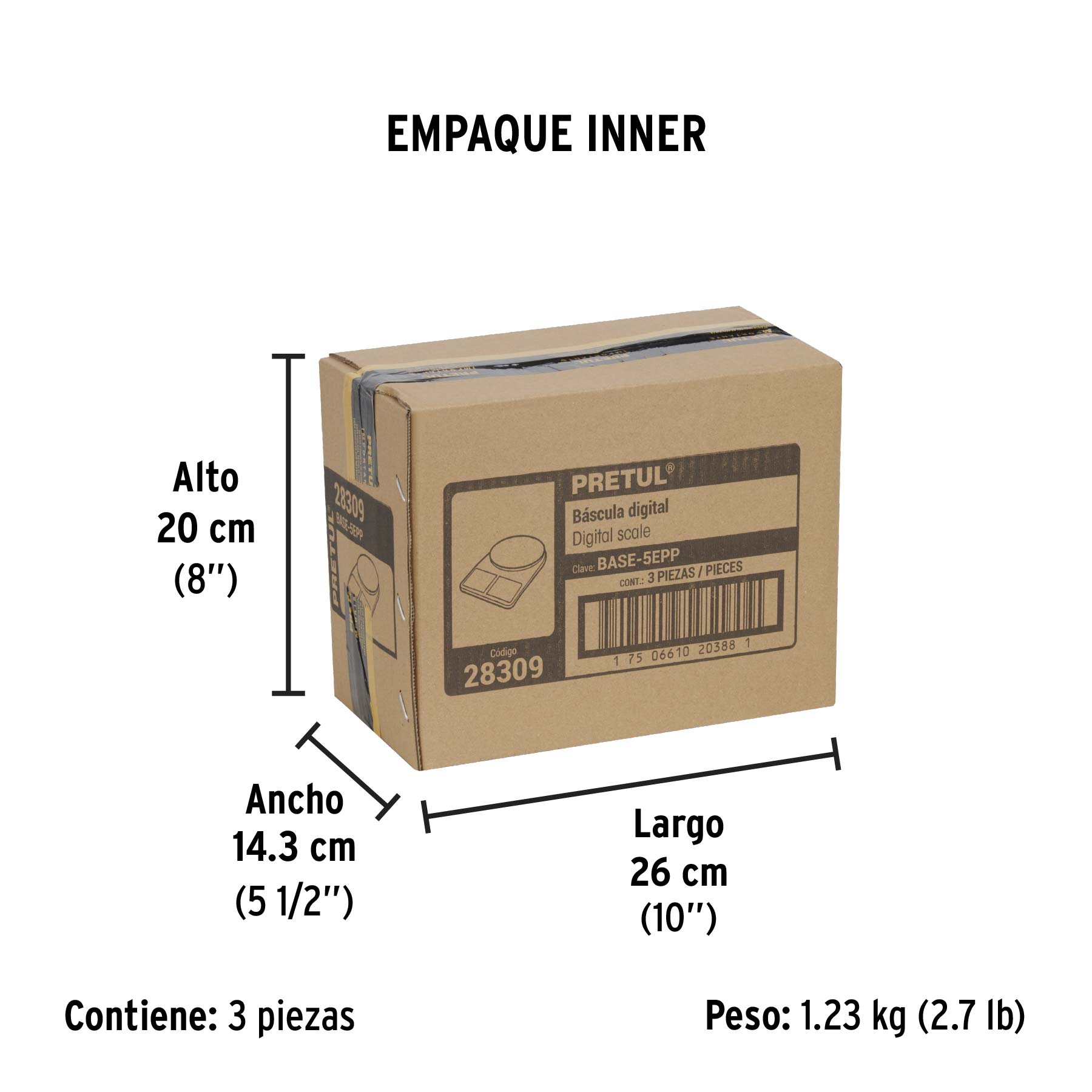 Báscula digital para cocina, plato de poliprop, 5 kg, Pretul