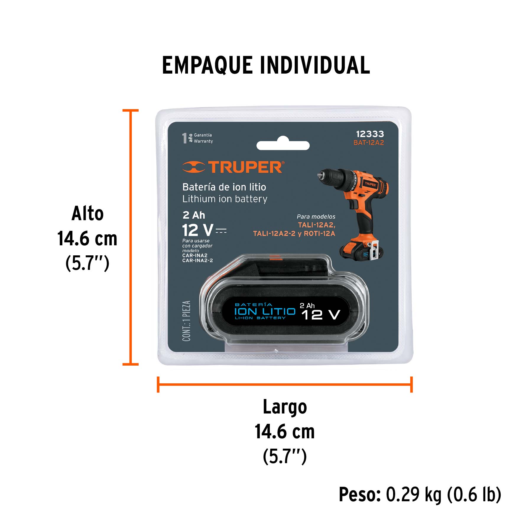 Batería ión Litio, 12 V para taladro TALI-12A2