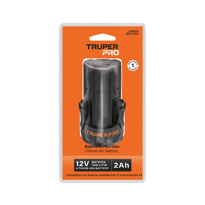 Batería ion litio, 12 V, 2 Ah, TRUPER PRO