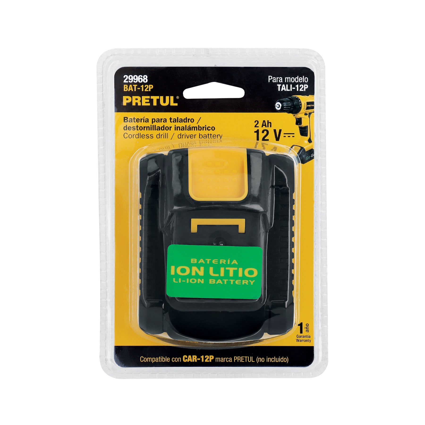 Bateria ión litio, 12 V para taladro TALI-12P, Pretul