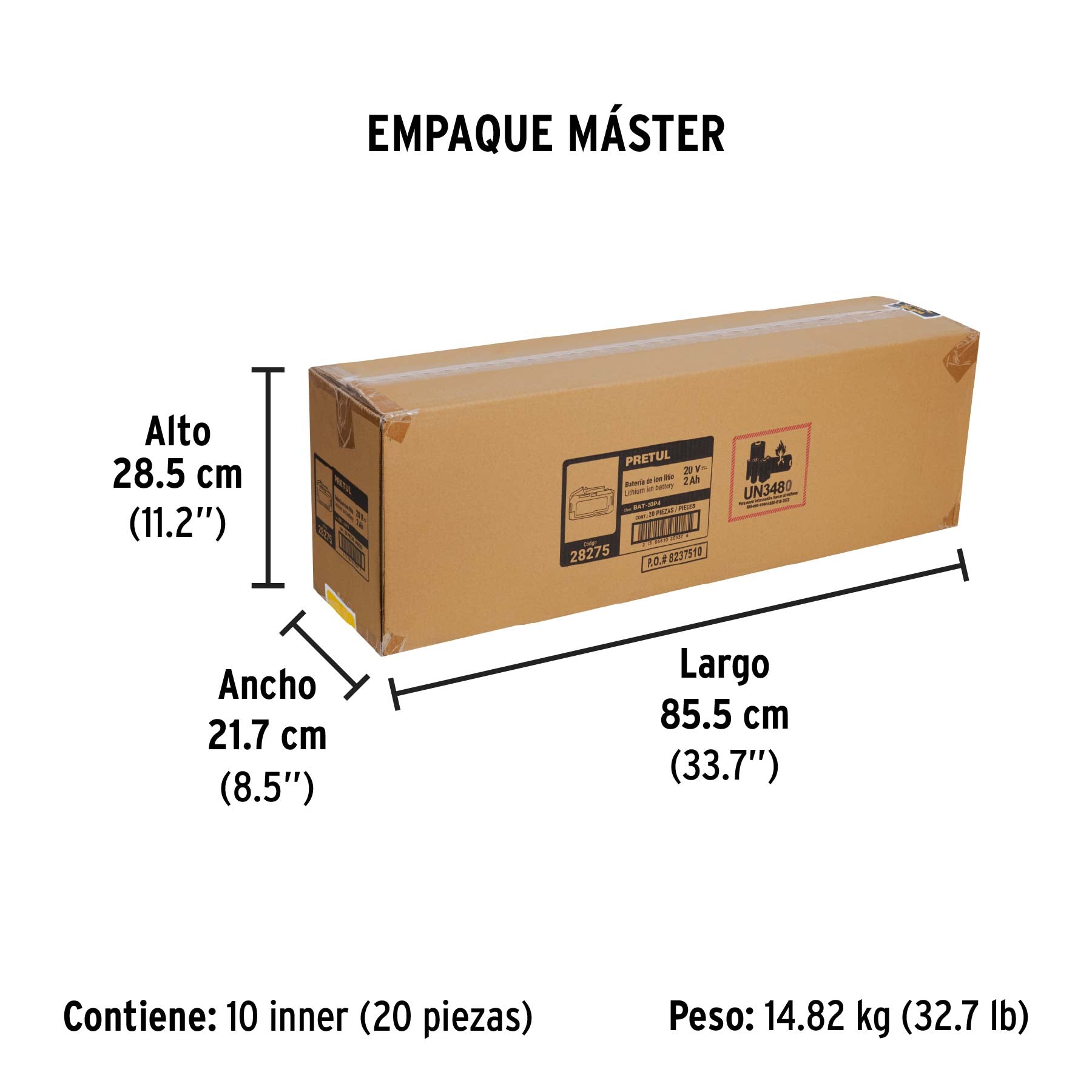 Batería ión Litio 20 V, 4 Ah, Pretul