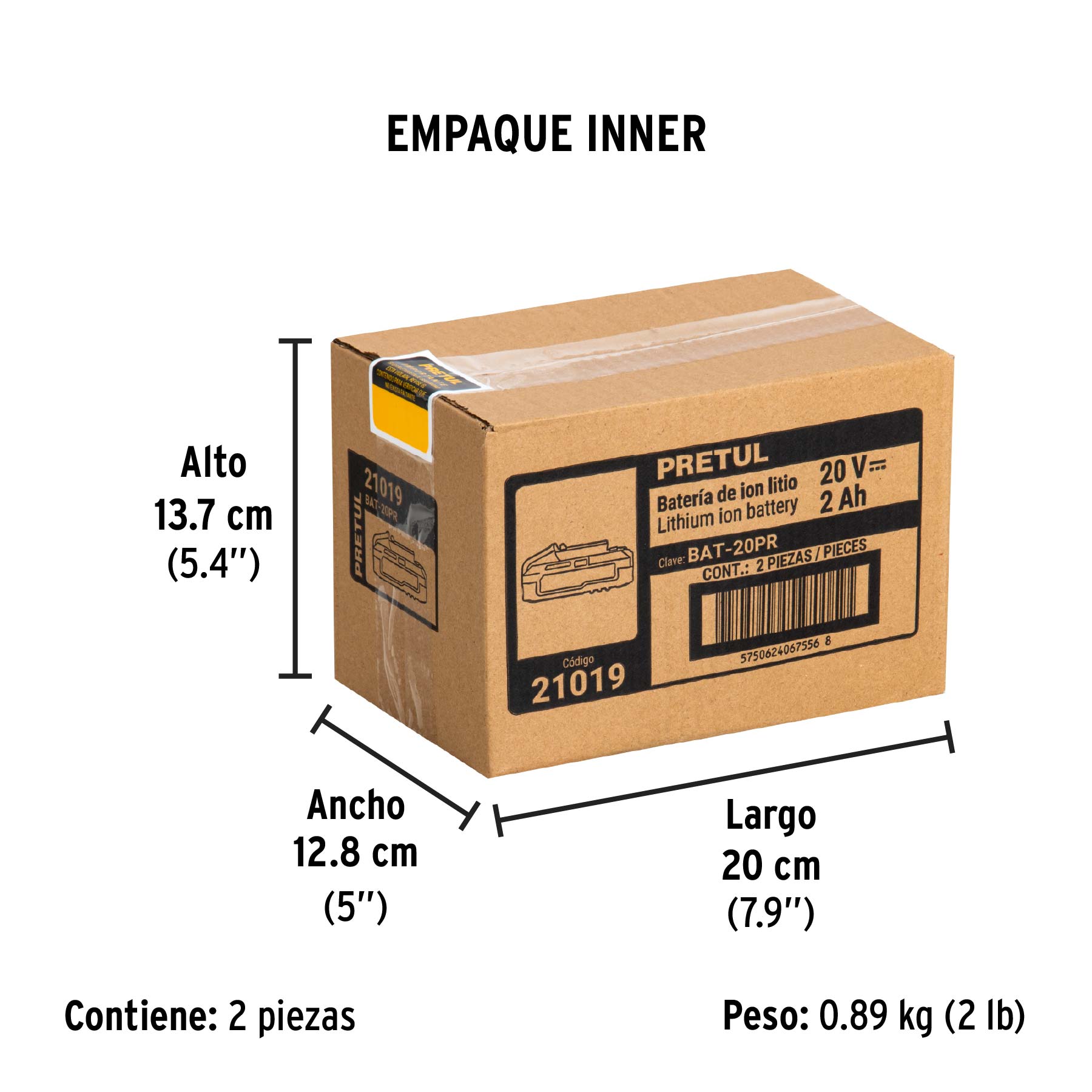 Batería ión litio, 20 V para rotomartillo ROTI-20P, Pretul