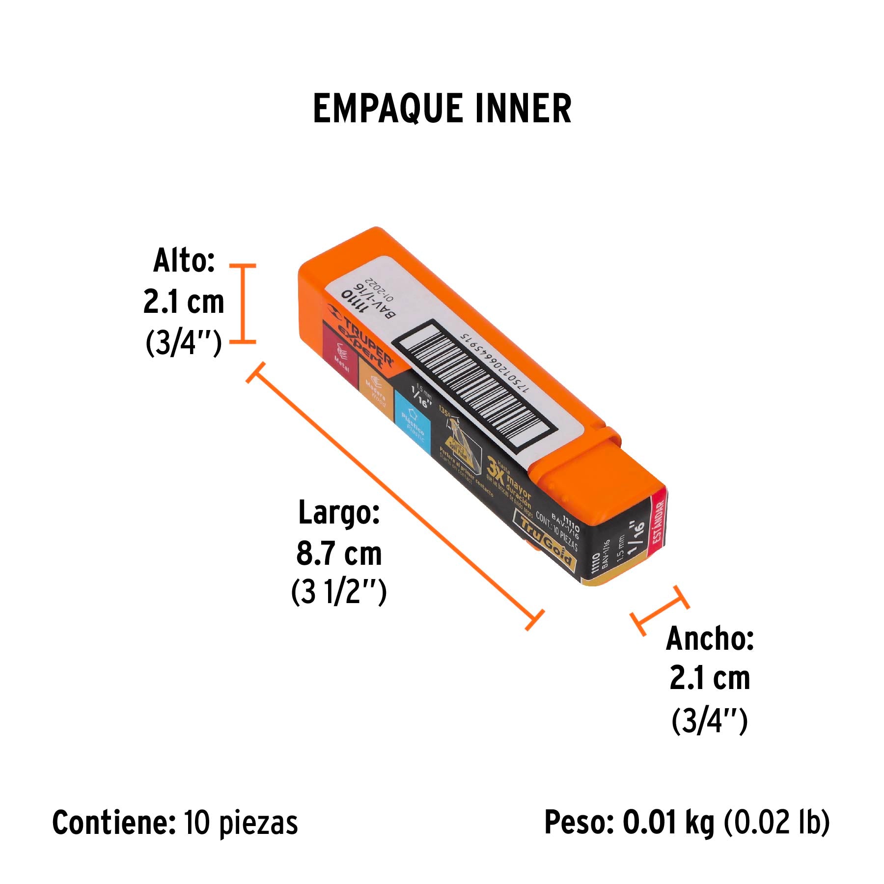 Broca de alta velocidad 1/16"