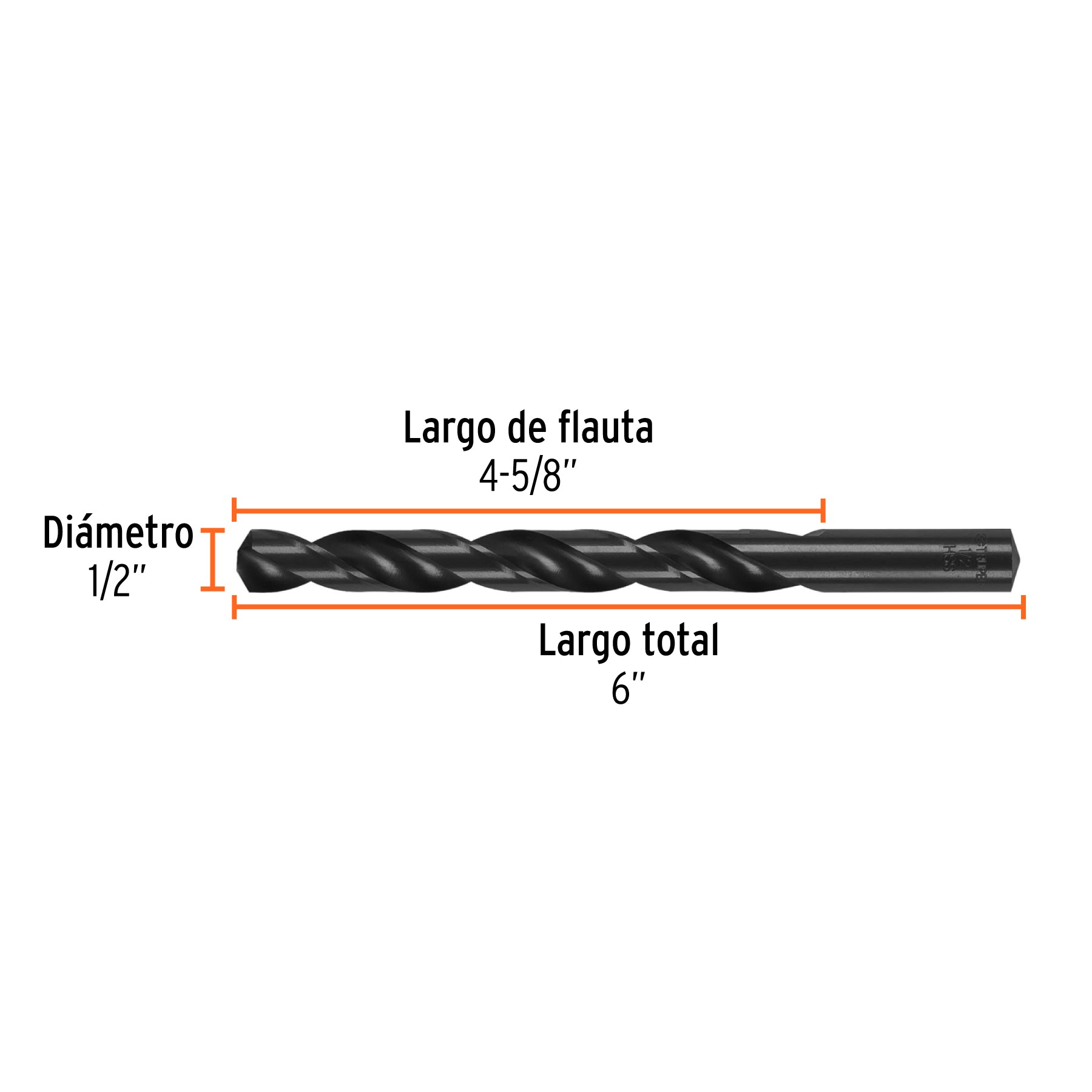 Broca de alta velocidad, oxido negro, 1/2"