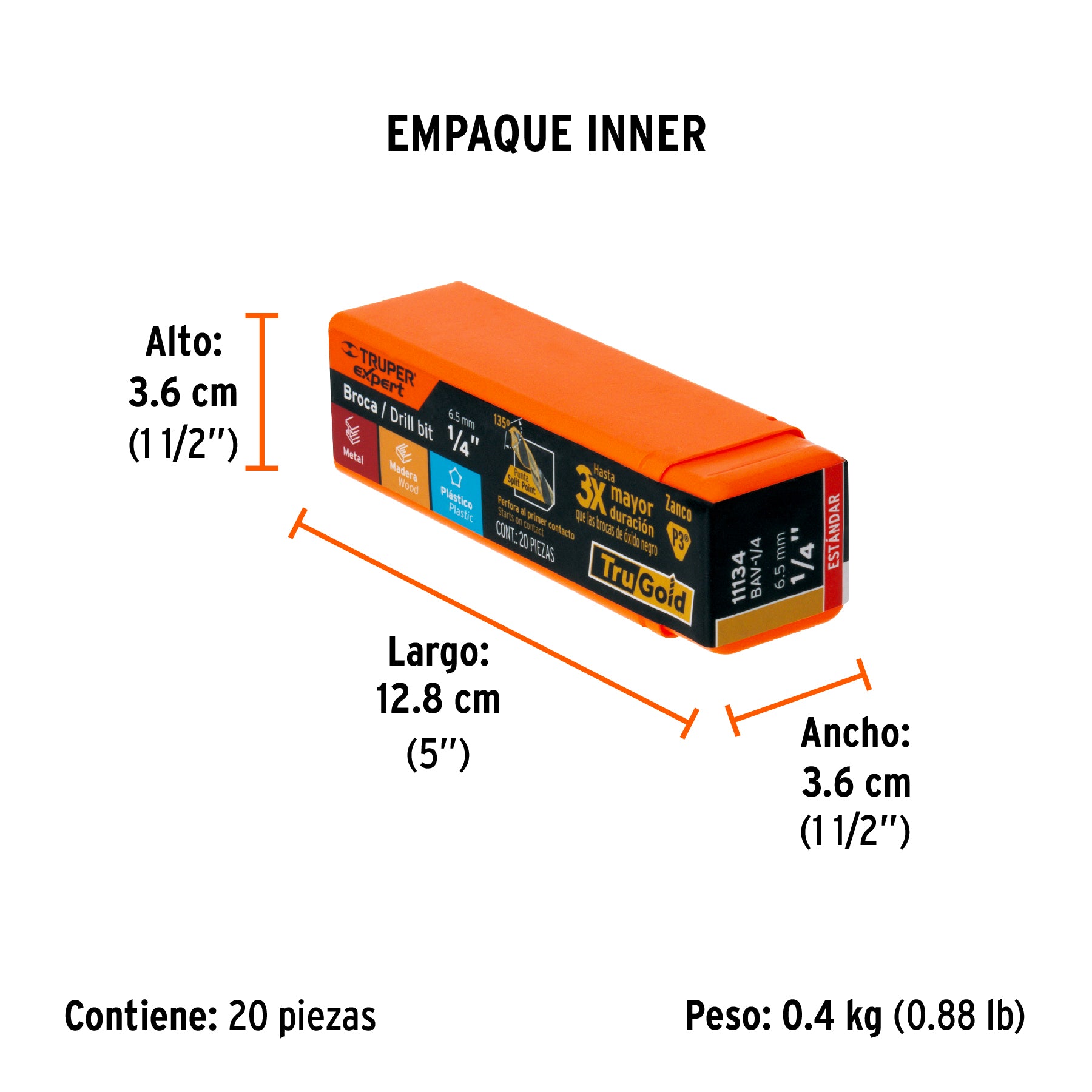 Broca de alta velocidad 1/4"