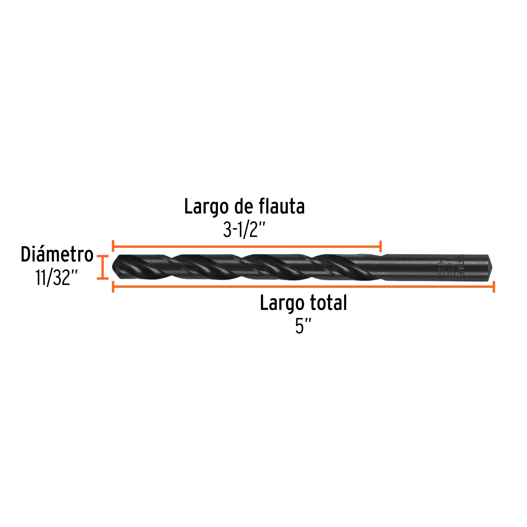 Broca de alta velocidad, oxido negro, 11/32"