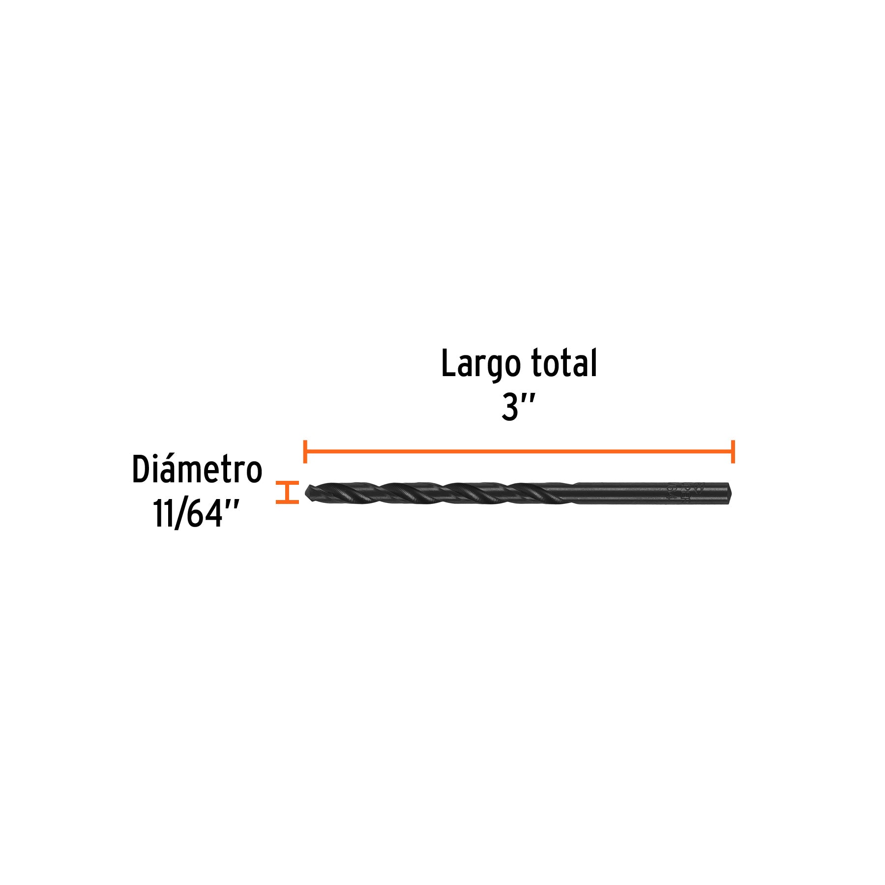 Broca de alta velocidad, oxido negro, 11/64"