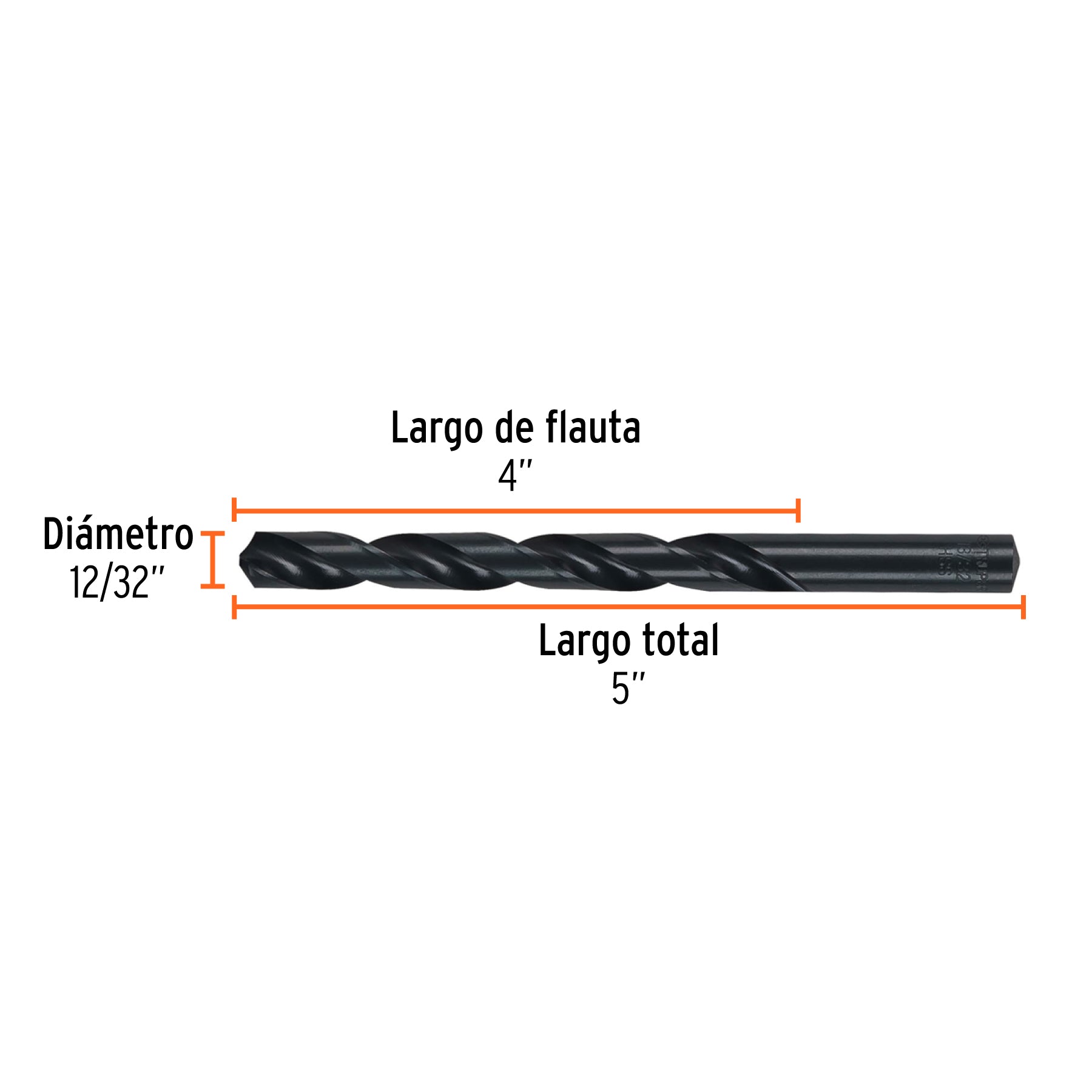 Broca de alta velocidad, oxido negro, 13/32"