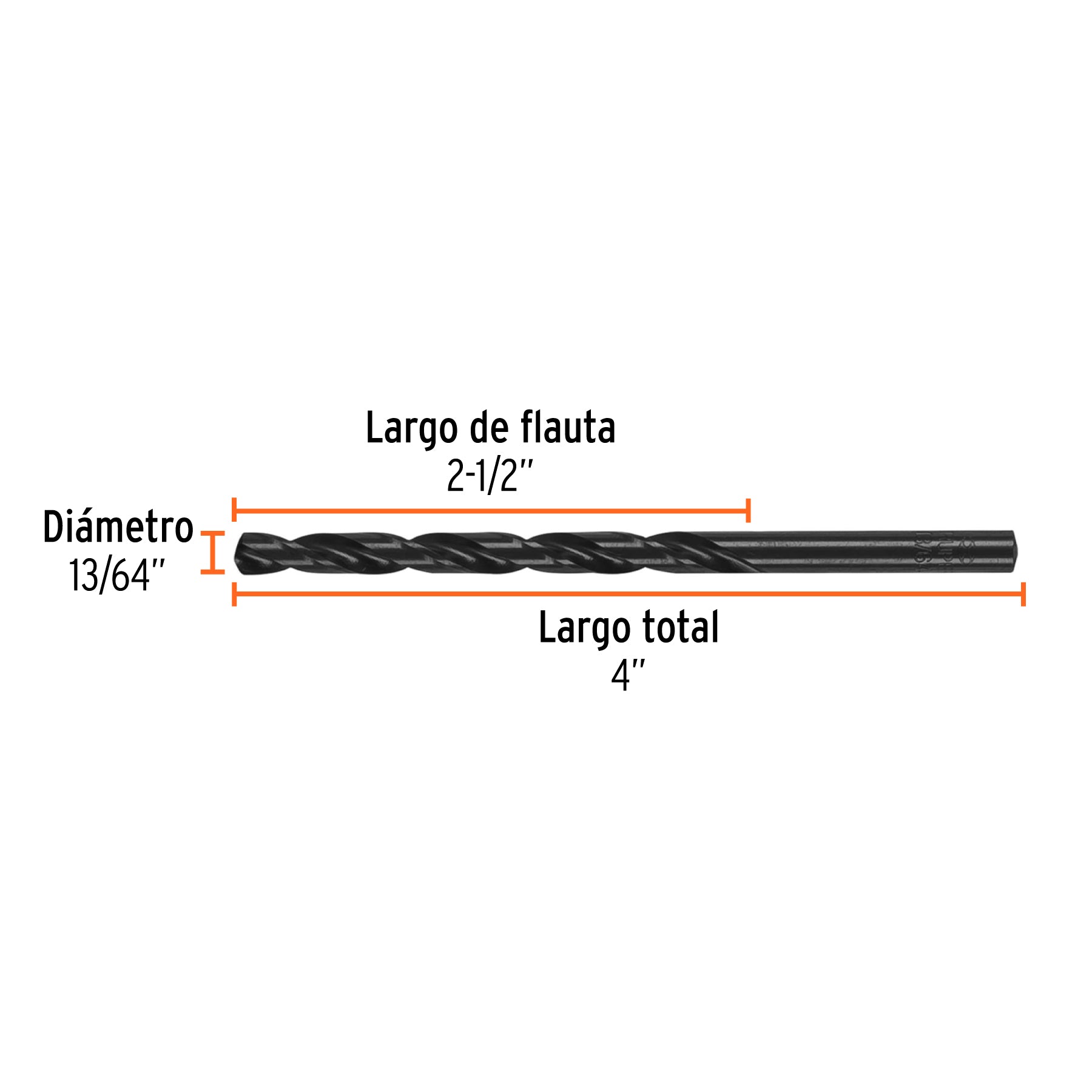 Broca de alta velocidad, oxido negro, 13/64"
