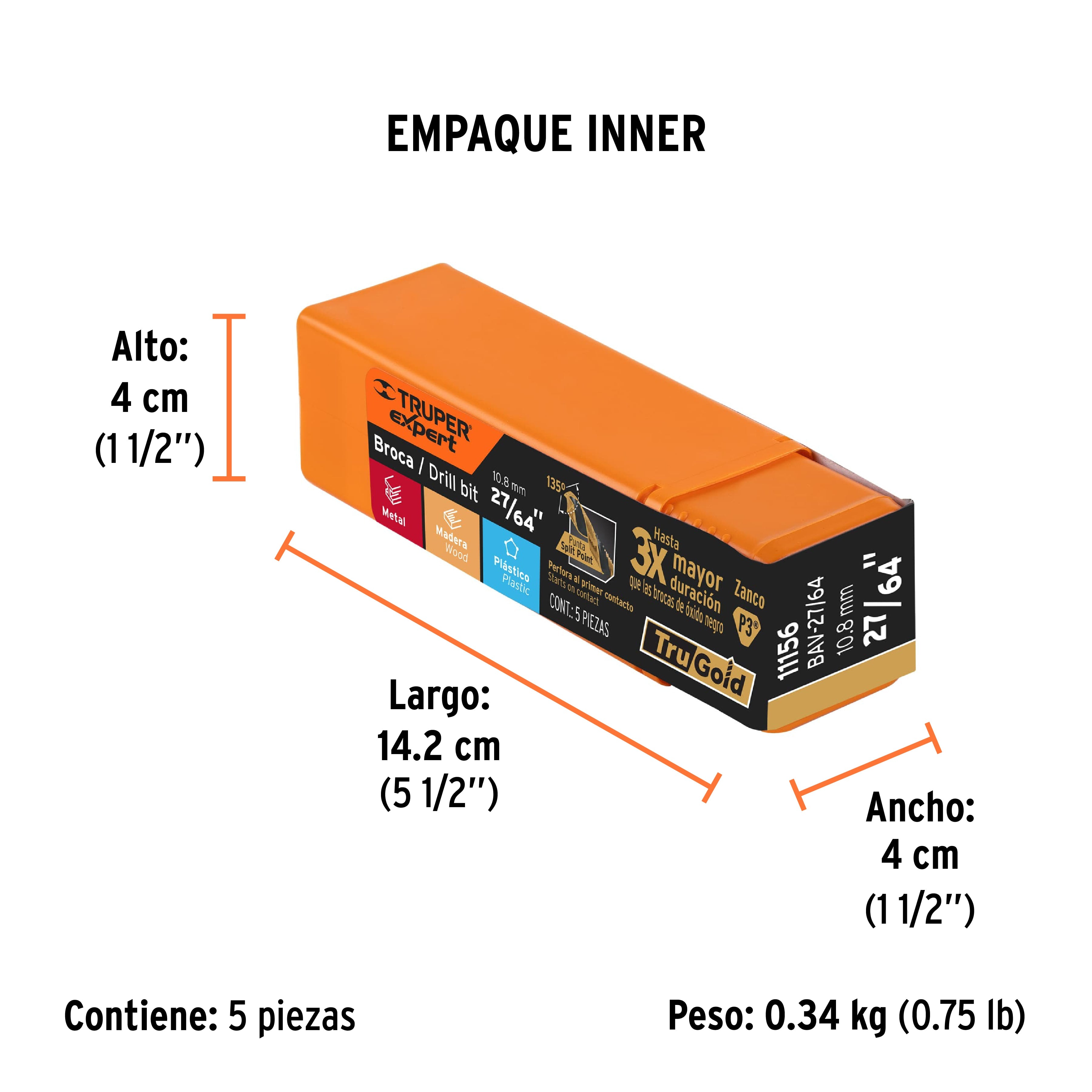 Broca de alta velocidad 27/64"