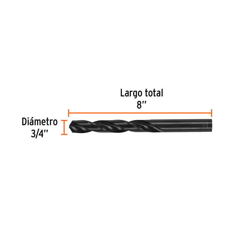 Broca de alta velocidad, oxido negro, 3/4"