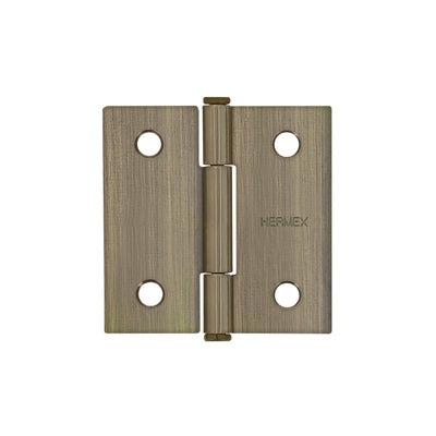 Bisagra cuadrada 2", acero latonado antiguo, plana
