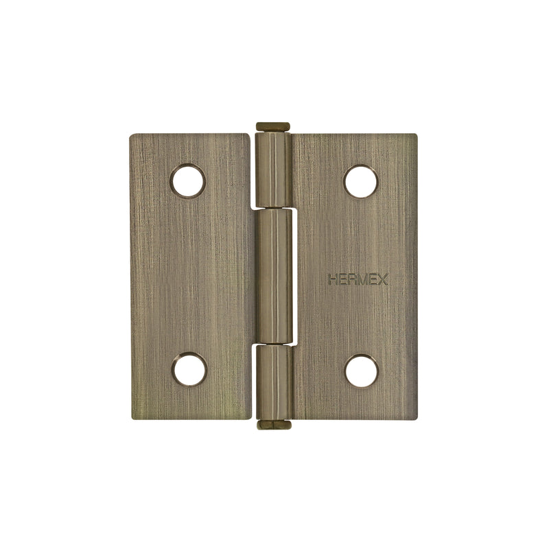 Bisagra cuadrada 2", acero latonado antiguo, plana