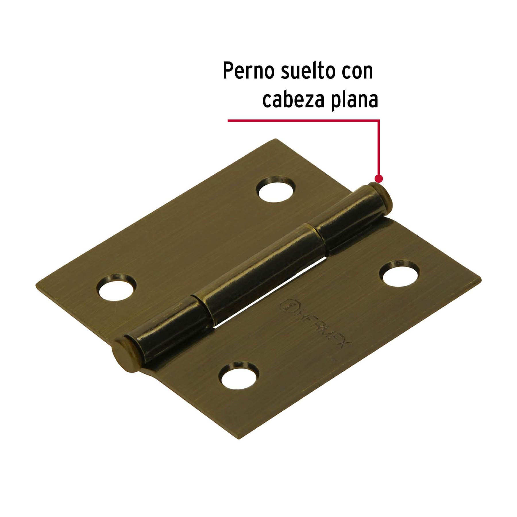 Bisagra cuadrada 2", acero latonado antiguo, plana