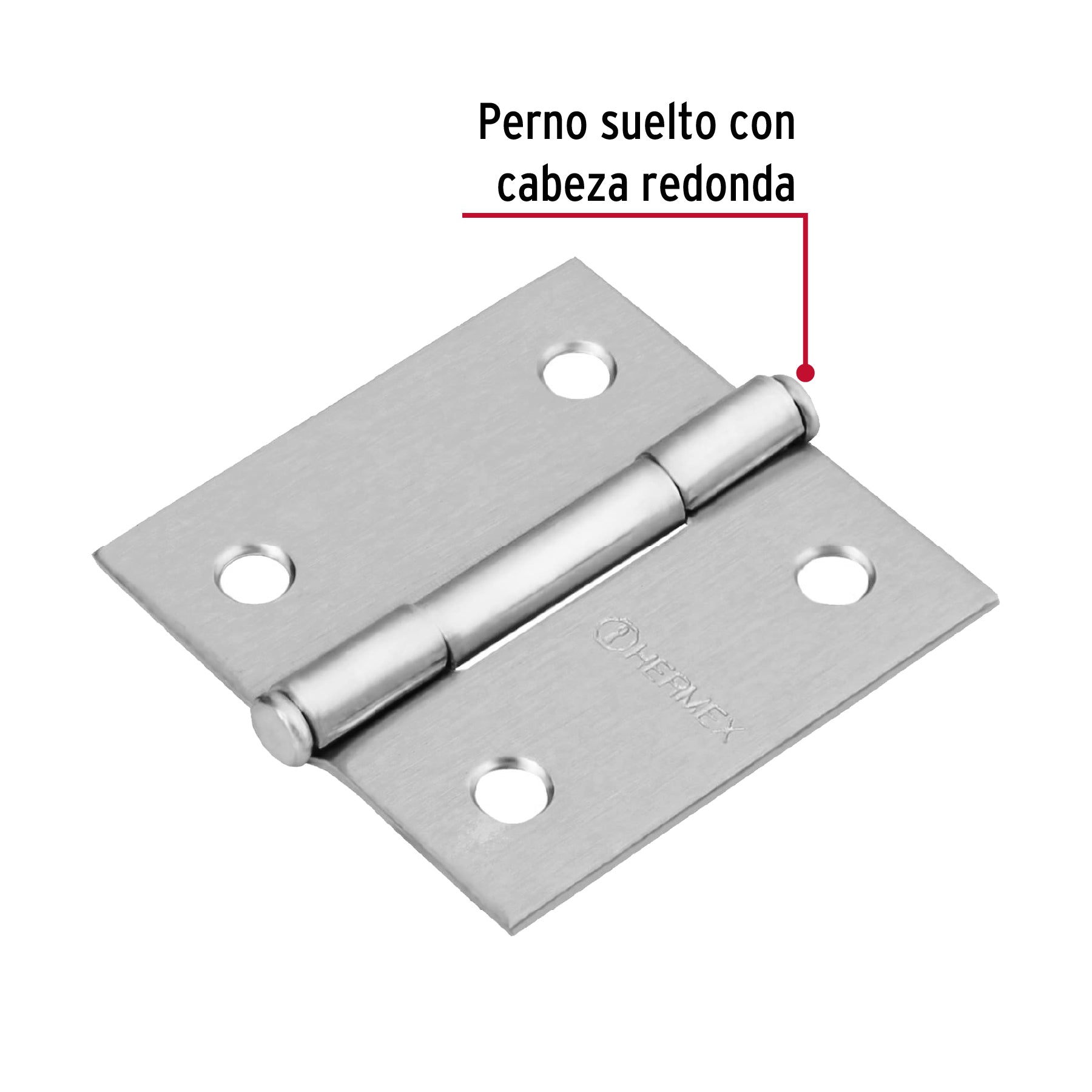Bisagra cuadrada 2", acero cromo mate, plana