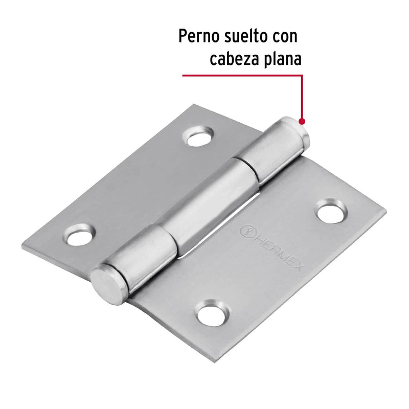 Bisagra cuadrada 2", acero inoxidable, plana