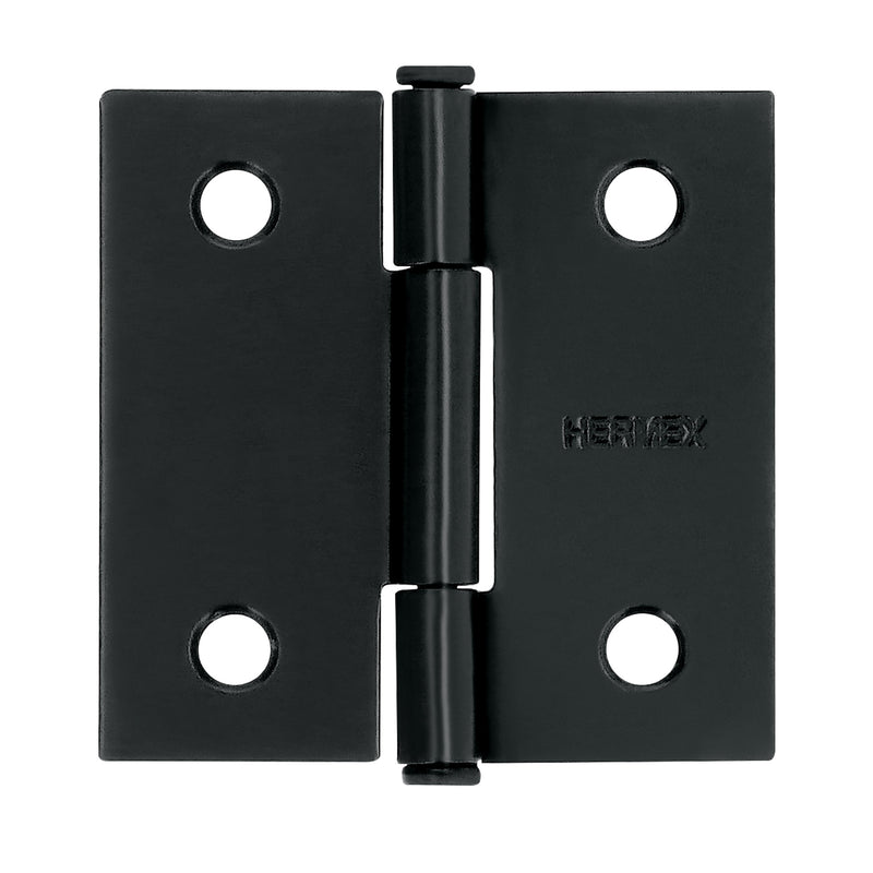 Bisagra cuadrada 2", acero negro mate, cabeza plana, HERMEX
