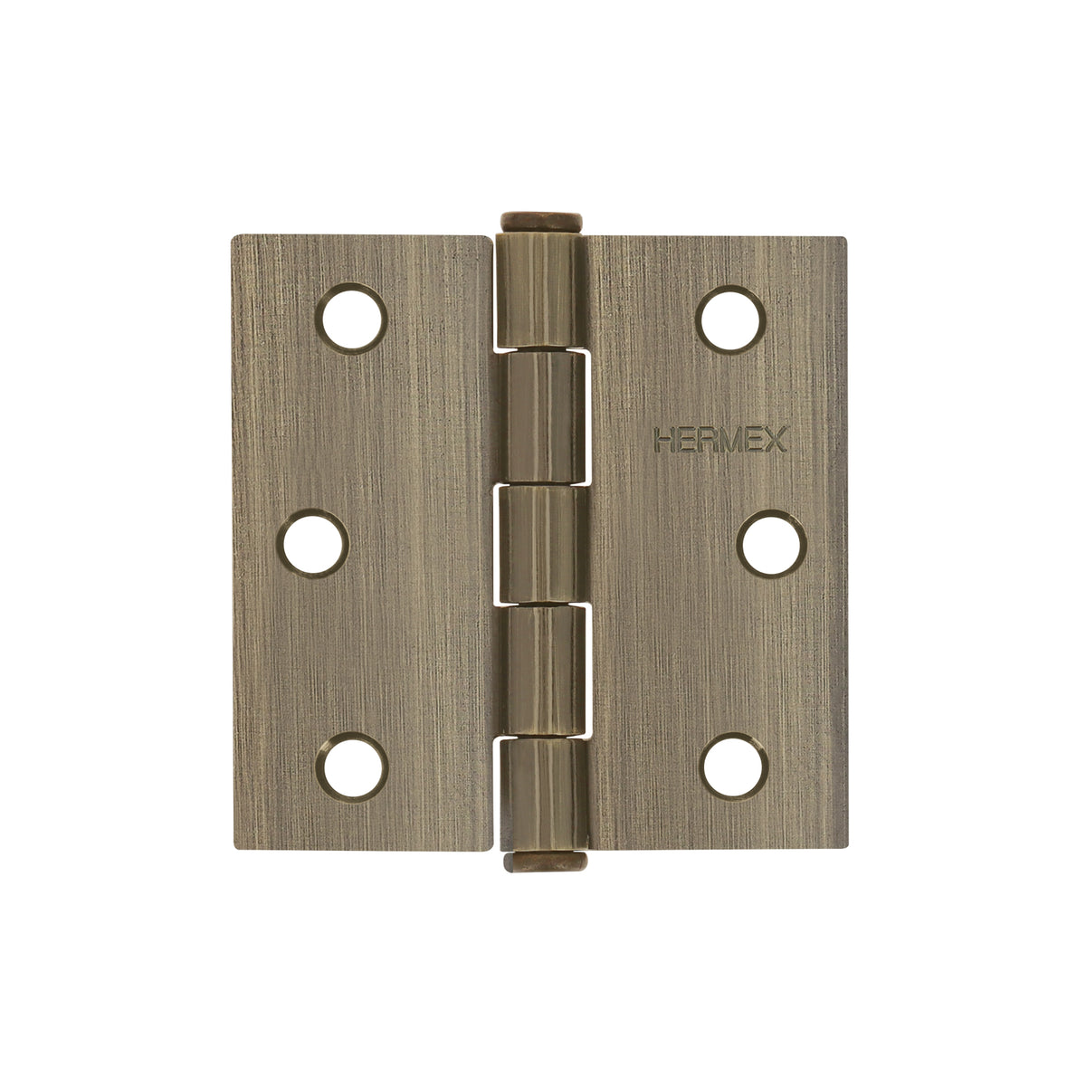 Bisagra cuadrada 2-1/2", acero latonado antiguo, plana