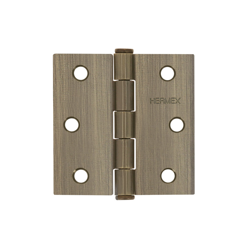 Bisagra cuadrada 2-1/2", acero latonado antiguo, plana