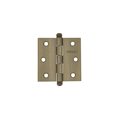 Bisagra cuadrada 2-1/2", acero latonado antiguo, redonda