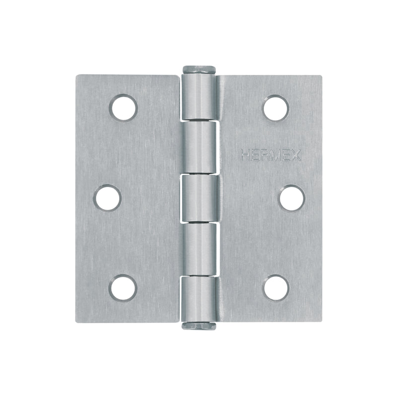 Bisagra cuadrada 2-1/2", acero cromo mate, plana