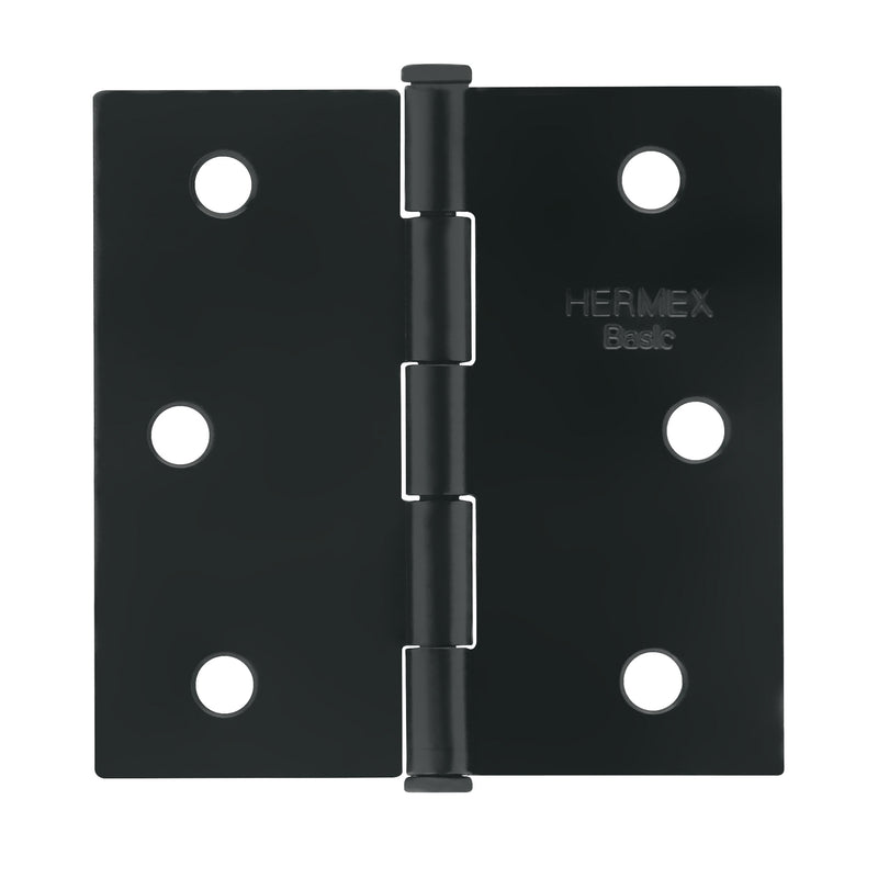 Bisagra cuadrada 2-1/2", acero negro mate cabeza plana BASIC