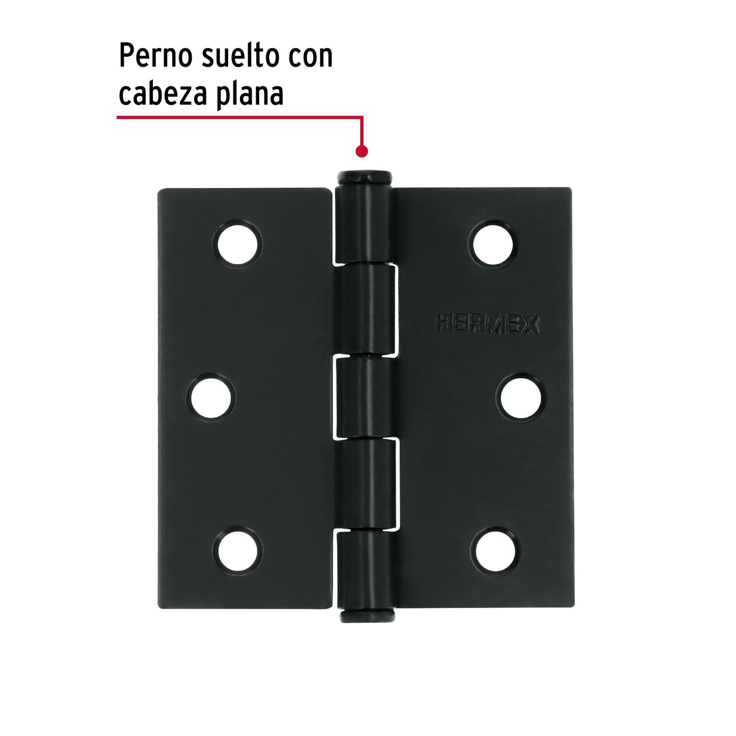 Bisagra cuadrada 2 1/2' acero negro, cabeza plana, Hermex