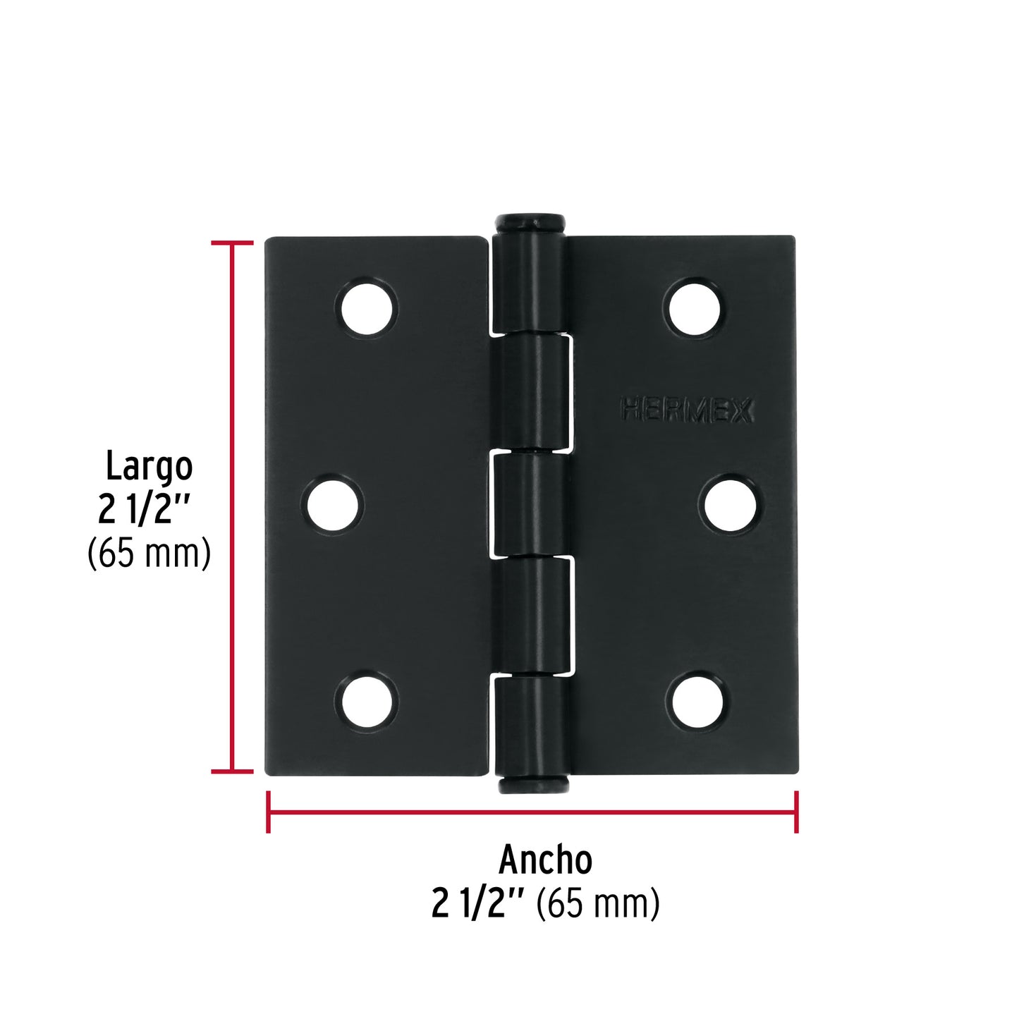 Bisagra cuadrada 2 1/2' acero negro, cabeza plana, Hermex
