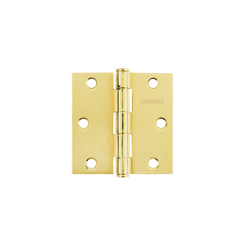 Bisagra cuadrada 3", acero latonado, plana