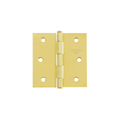 Bisagra cuadrada 3", acero latonado, plana, Hermex Basic