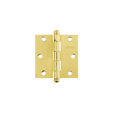 Bisagra cuadrada 3", acero latonado, redonda