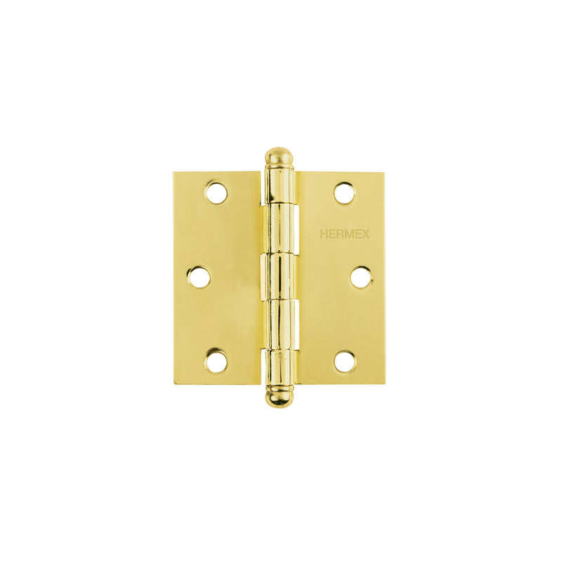 Bisagra cuadrada 3", acero latonado, redonda