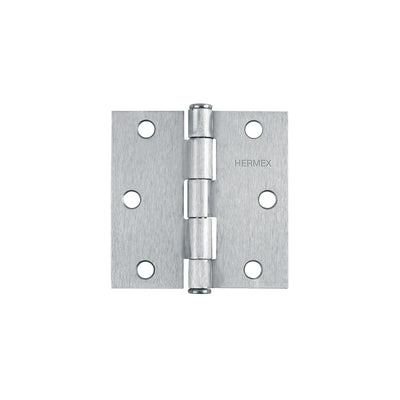 Bisagra cuadrada 3", acero cromo mate, plana