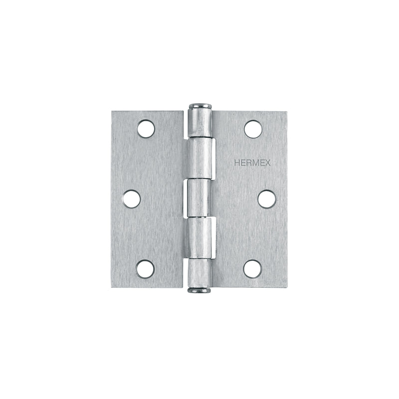 Bisagra cuadrada 3", acero cromo mate, plana
