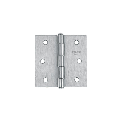 Bisagra cuadrada 3", acero cromo mate, plana, Hermex Basic