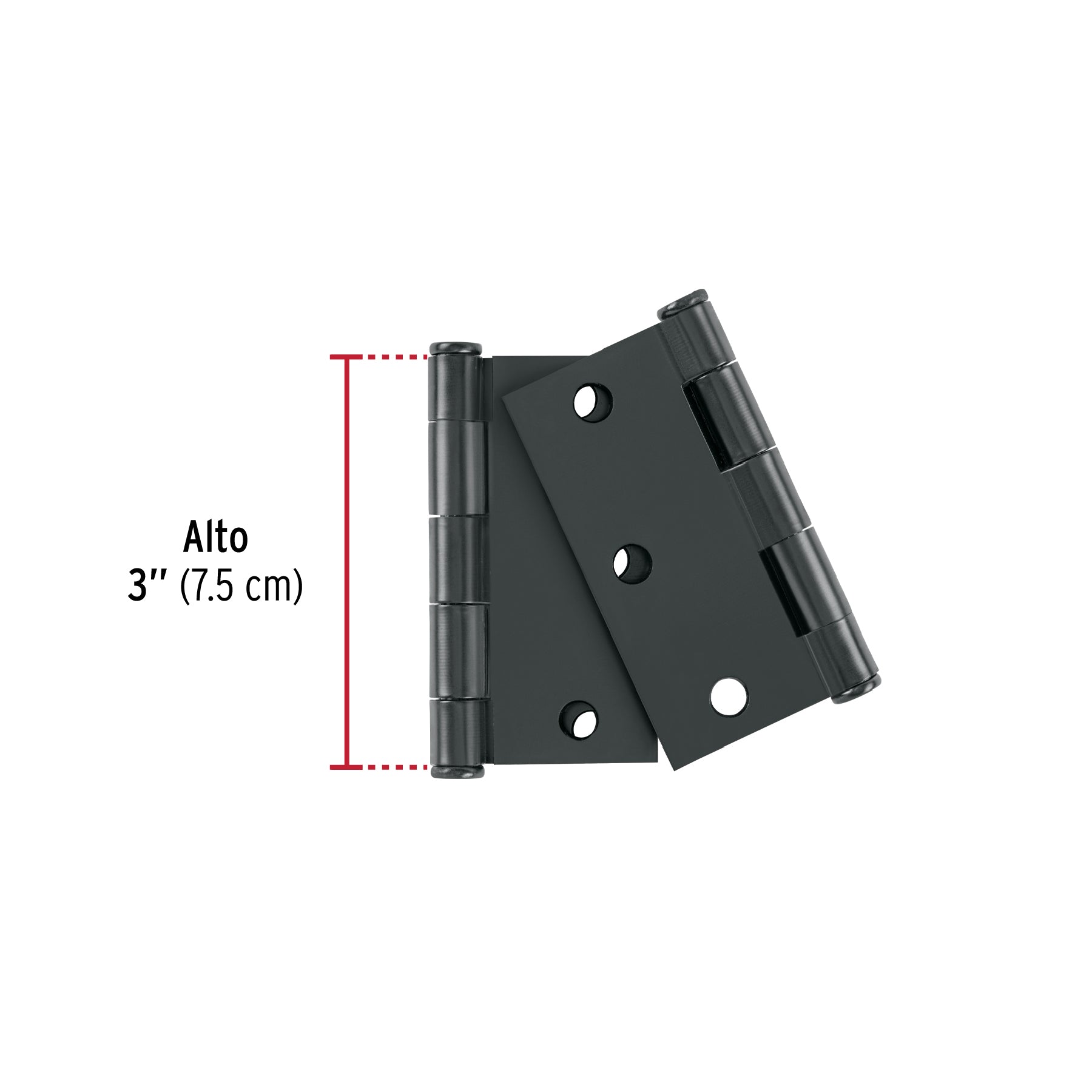 Bolsa c/2 bisagras cuadradas de 3' acero negro, plana