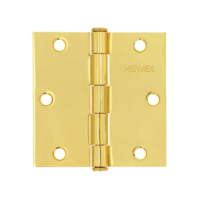 Bisagra cuadrada 3-1/2", acero latonado, plana
